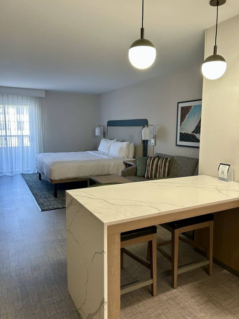 The interior of a hotel room with an eat-in kitchen photo ©Kate Dana